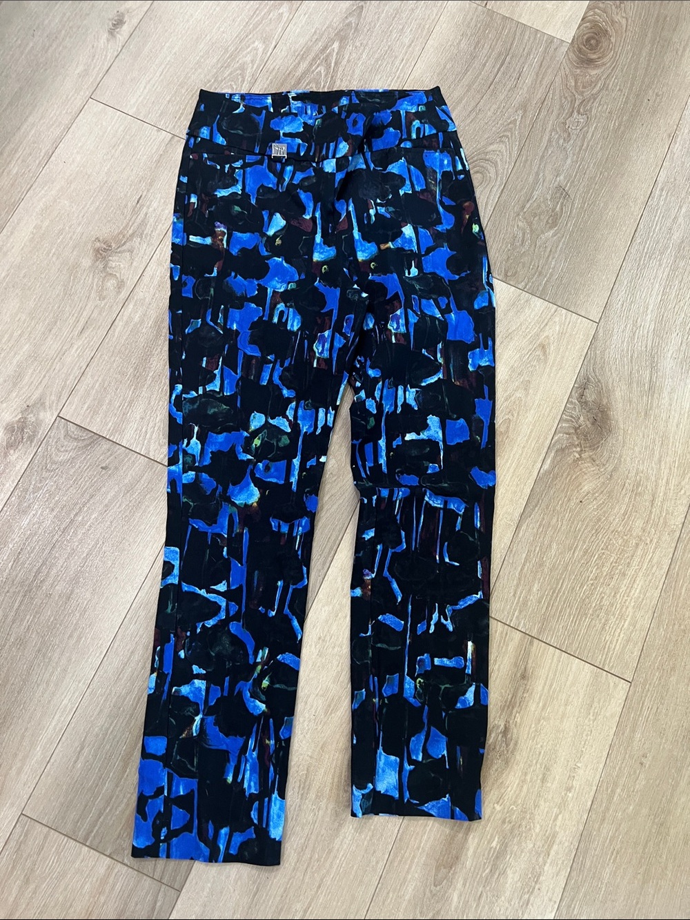 Joseph Ribkoff Kids Black and Blue Abstract Print Leggings